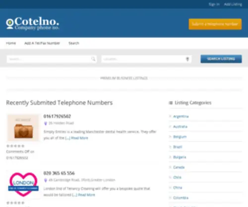 Cotelno.com(Telephone Numbers) Screenshot