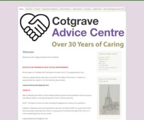 Cotgraveadvicecentre.org.uk(The Cotgrave Advice Centre website   NOTICE OF RE) Screenshot