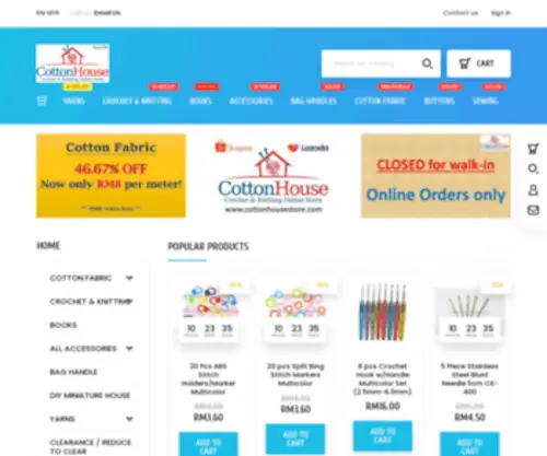 Cottonhousestore.com(Crochet & Knitting Online Store) Screenshot