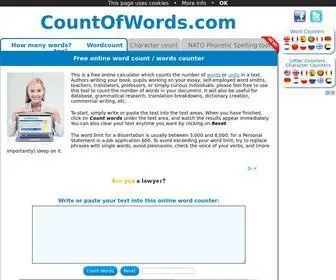 Countofwords.com(A free online word count) Screenshot