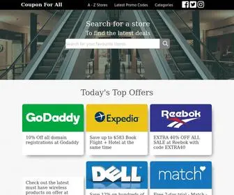 Couponforall.com(Save money at 1000s of online sores) Screenshot