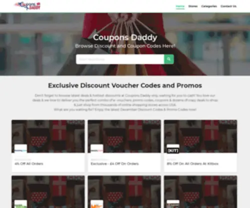 Couponsdaddy.com(Exclusive Discount Voucher Codes and Promos for 2024) Screenshot