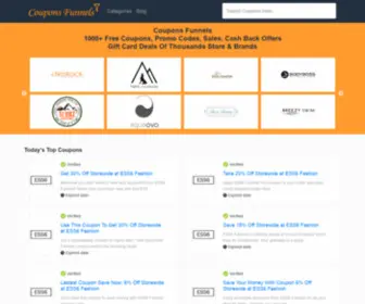 Couponsfunnels.com(Promo & discount codes of thousands stores & brands) Screenshot