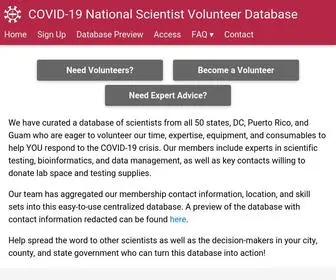 Covid19Sci.org(19 National Scientist Volunteer Database) Screenshot