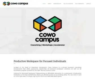 Cowocampus.com(Sacramento's Coolest Creative Work space and Accelerator Program) Screenshot