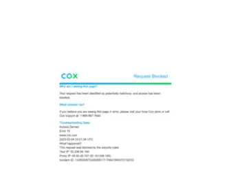 Cox.com(Please Select Your Service Area) Screenshot