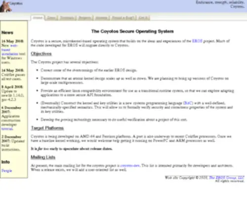 Coyotos.org(Coyotos Secure Operating System) Screenshot
