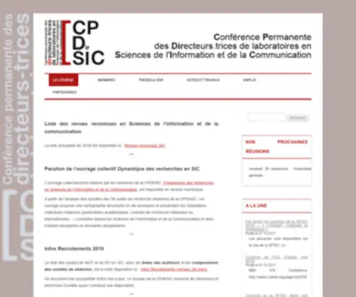 Cpdirsic.fr(Conférence Permanente des Directeurs.trices d'U.R) Screenshot