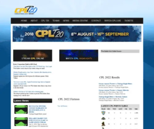 CPLT20Cricket.com(Unofficial Website for the Limacol Caribbean Premier League (CPL)) Screenshot