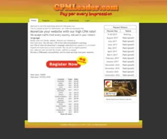 CPmleader.com(CPM Advertising Network) Screenshot