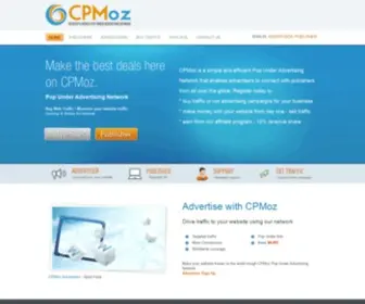 Cpmoz.com(CPMoz is a simple and efficient Pop Under Advertising Network) Screenshot