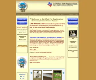 CPryourdog.com(Certified Pet Registration Kennel Club Inc) Screenshot