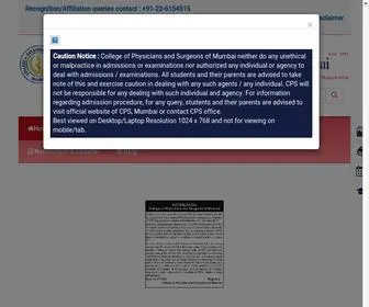 CPsmumbai.org(The college of physicians and surgeons (cps)) Screenshot