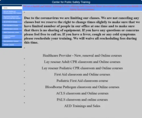 CPST-CPR.com(Training Center offering Health and Safety courses) Screenshot