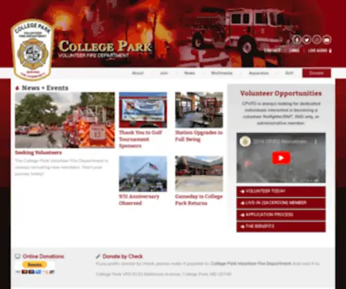 CPVFD.org(College Park Volunteer Fire Department Co) Screenshot