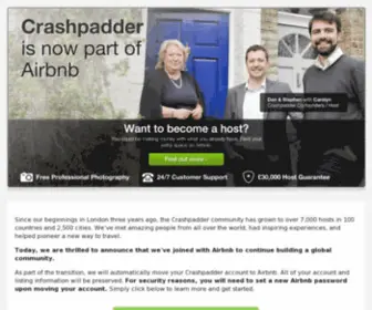 Crashpadder.com(Crashpadder is now part of Airbnb) Screenshot