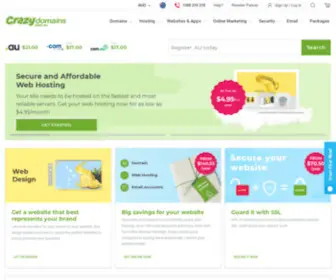 CrazyDomains.com.au(Most Affordable Domain & Hosting Services in Australia) Screenshot