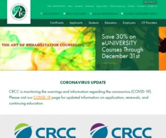 CRccertification.com(CRCC COMMISSION ON REHABILITATION COUNSELOR CERTIFICATION) Screenshot
