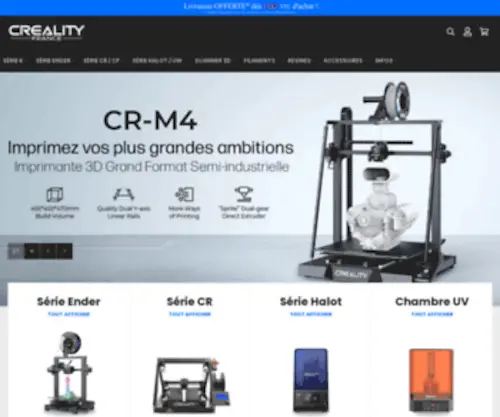 Crealityfrance.fr(Livraison Offerte dès 100€ d'achat *Paiements en 4 Fois* Livraison en 24/48h) Screenshot