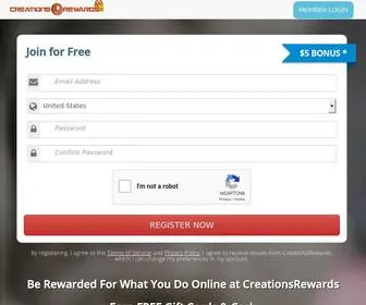 Creationsrewards.net(Earn rewards for shopping) Screenshot