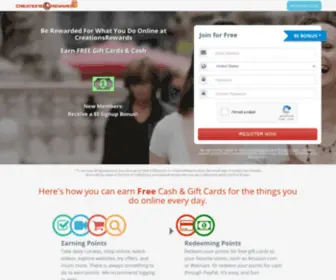 Creationsrewards.org(Free Gift Cards for Paid Surveys) Screenshot