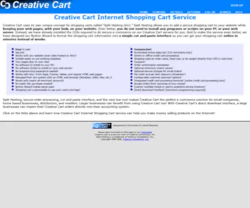 Creativecart.com(Creative Cart Internet Shopping Cart Service) Screenshot