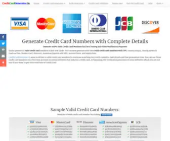 Creditcardgenerator.in(Credit Card Generator and Validator Tool For Data Testing) Screenshot