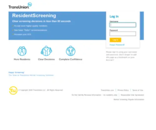 Creditretriever.com(TransUnion Resident Screening TransUnion ResidentScreening) Screenshot