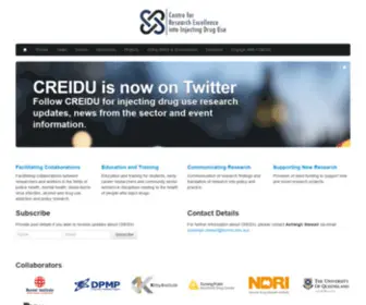 Creidu.edu.au(Centre for Research Excellence into Injecting Drug Use) Screenshot