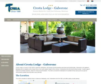 Crestalodge.net(Cresta Lodge hotel in Gaborone Botswana) Screenshot