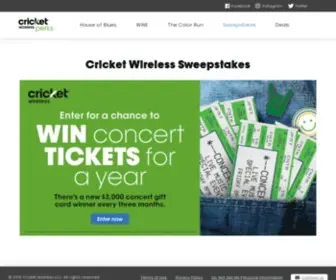 Cricketsweepstakes.com(Cricket Wireless Perks) Screenshot