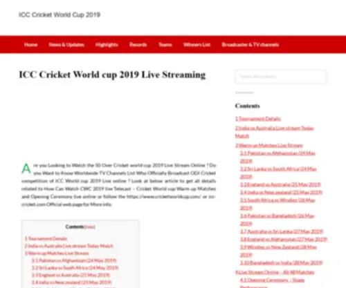 Cricketworldcup2019Lives.com(Cricketworldcup 2019 Lives) Screenshot