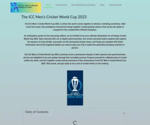 Cricketworldcupinformation.com(ICC Men's Cricket World Cup 2023) Screenshot