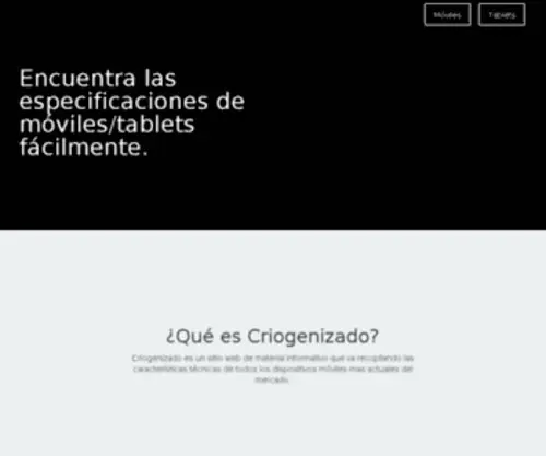 Criogenizado.com(Especificaciones técnicas de móviles y tablets) Screenshot