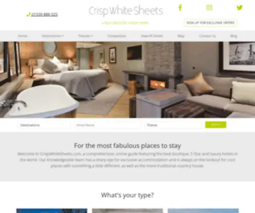 Crispwhitesheets.com(Best Luxury Hotels & 5 Star Hotels UK) Screenshot