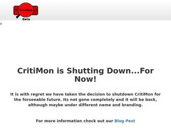 Critimon.com(CritiMon Is Shutting Down...For Now) Screenshot
