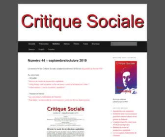 Critique-Sociale.info(Critique sociale) Screenshot