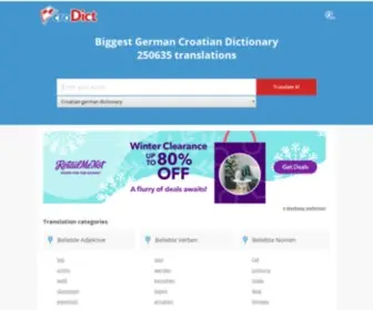 Crodict.com(German croatian english online dictionary) Screenshot