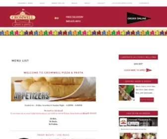 Cromwellpizza.com(Cromwell Pizza & Pasta) Screenshot