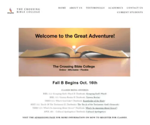 Crossingbiblecollege.com(The Crossing Bible College’s mission) Screenshot