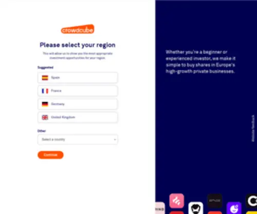 Crowdcube.eu(We make it simple to buy shares in Europe's high) Screenshot