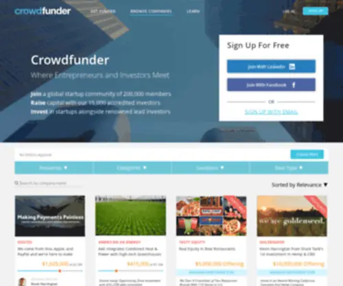Crowdfunder.org(Equity and Investment Crowdfunding Platform) Screenshot