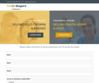 Crownbuyers.com(Dental Scrap & Gold Crown Refining for Dentists & Individuals) Screenshot