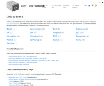 CRtdatabase.com(CRTs by Brand) Screenshot