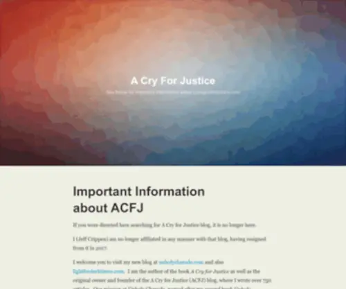 Cryingoutforjustice.com(See below for Important Information about) Screenshot