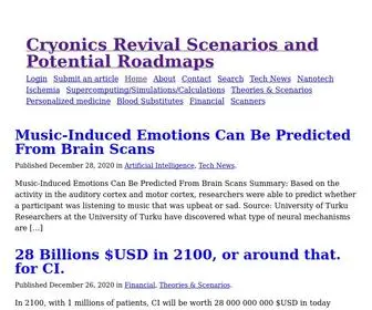 Cryonicsrevival.com(Cryonics Revival Scenarios and Potential Roadmaps) Screenshot