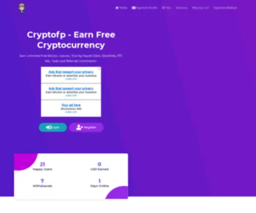 CRYptofp.xyz(Earn Free crypto Without Investment) Screenshot