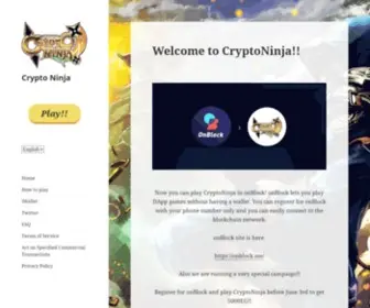 CRYptoninjagame.com(CRYptoninjagame) Screenshot