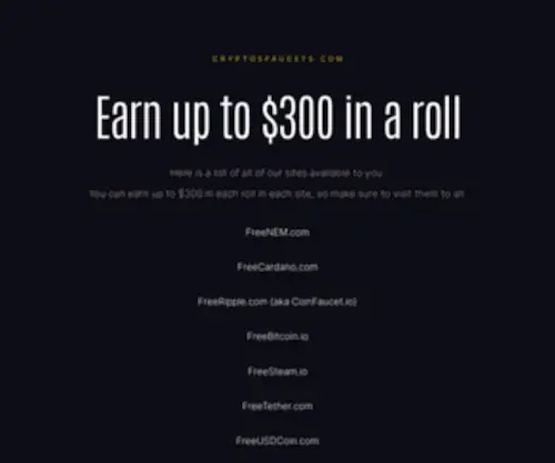 CRYptosfaucets.com(Earn up to $300 in a roll) Screenshot