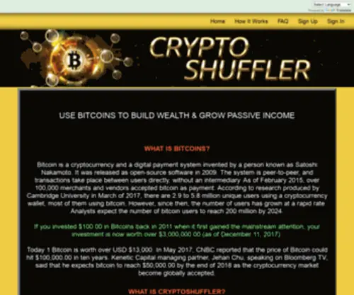 CRYptoshuffler.com(Cryptocurrency) Screenshot